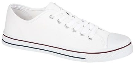 Urban Jacks Mens Canvas Mesh Slip On/Lace-up Espadrilles Casual Low Top Plimsoll Trainers Size 7-12 (White Lace-up, UK Footwear Size System, Adult, Men, Numeric, Medium, 10)