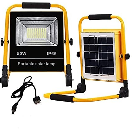 CAFIEDR Led floodlight 50W LED Work Light | Solar Flood Lights Rechargeable IP65 Outdoor Spotlight for Construction Site, Car Repair Security Lights