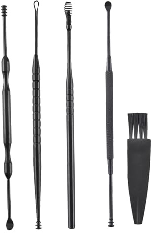 FOMIYES Kit Limpiador de Oídos Doble Cabeza de Acero Diseño Espiral y Resorte, Herramienta Práctica para Eliminar Cerumen y Aliviar Picazón, Incluye Cepillo