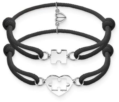AFCJLTO 1 Par de Pulsras para Parejas, Pulsera Ajustable de Cuerda Trenzada Relación, para Mujeres, Hombres,Amigos, Novio, Novia, Regalo de San Valentín