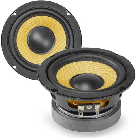 VONYX 2x WK10 4-Inch Kevlar Replacement Midbass HiFi Speaker Drivers, 75W RMS, 8 Ohms, Heat-Resistant Voice Coil, High-Power Output for Audio System Upgrades