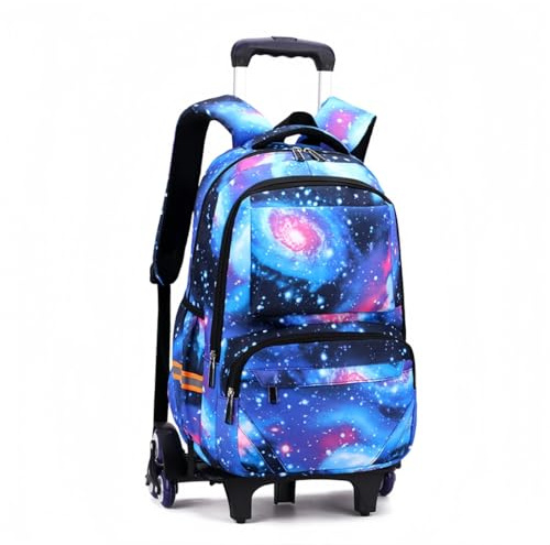 BOZONLI Boys Rolling Backpack, Wheeled School Bag, Detachable Trolley Backpack for Teen for School, Camping and Traveling (Sky Blue)