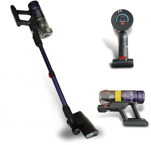 SENZONE Aspirateur Balai sans Fil,500W/37Kpa/45min Aspirateur sans Fil,Brosse Sol Anti-Emmêlement, Écran LED,Tube Pliable,Aspire Poils Animaux, pour Sols Durs et Voiture(Noir+Violet,F500-2)
