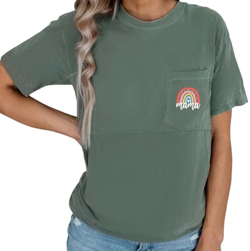 Débardeur Allaitement Femme,Manches Courtes et Col Rond Haut Maternité Femme Allaitement Dissimulées Zip Côté Top Vêtements de Grossesse Débardeur de Maternité Vetement allaitement Ete (Green, S)