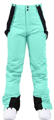 HOTIAN Pantalones de esquí para mujer, pantalones con tirantes, pantalones de snowboard, invierno, cálidos, impermeables, resistentes al viento, pantalones desmontables para esquí de fondo, pantalones