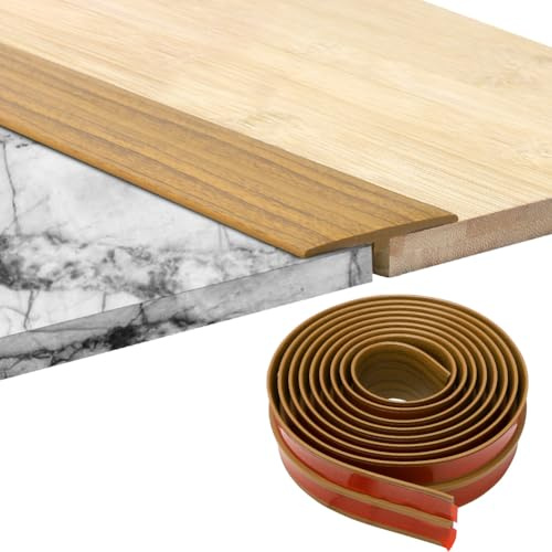 Profilé de transition, profilé en T, autocollant, pour seuils de porte, seuils de porte et sols de raccordement, 3 m x 5 cm, chêne jaune