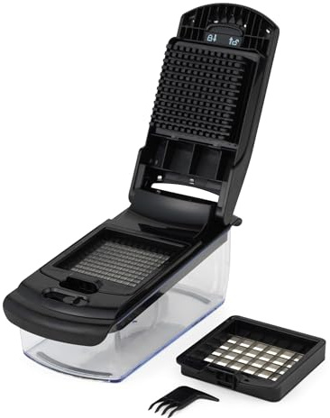 Salter Expert 2-En-1 Picadora de Alimentos – Pica y Corta Cebollas, Verduras, 2 Cuchillas Intercambiables de Acero Inoxidable, Garantía de 10 Años, Base Antideslizante, Fácil Limpieza