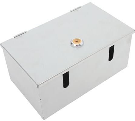 OATIPHO Caja de Acero Inoxidable Cerradura para Cubre Enchufes Exterior, Protección Antirrobo y Diseño Moderno para Uso en Hogar y Oficina