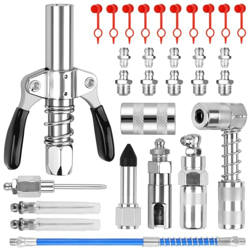 Juego de 30 adaptadores para engrasante, acoplador G para engrasante, con manguera de 30 cm y accesorio para prensa de engrase, conector de 8 tipos, boquilla universal
