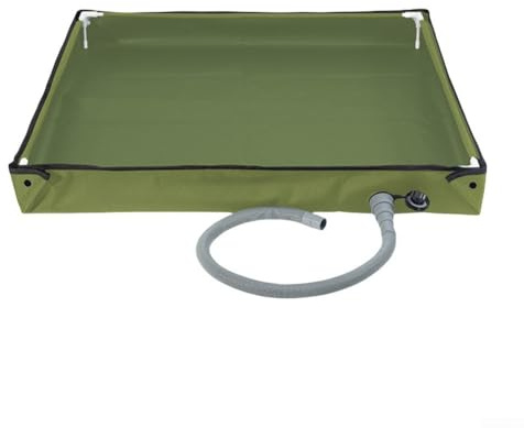Portable Foldable Shower Base for RV and Outdoor Use, Non-Slip PVC Shower Tray with Drain for Camping, Garden, Travel,Lightweight Shower Floor with Sloped Design and 1-Inch(Green)
