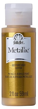 FolkArt K660 Metallic Acrylic Paint in Assorted Colors (2 oz), 6102, 2 Ounce Gold (Pure Gold)