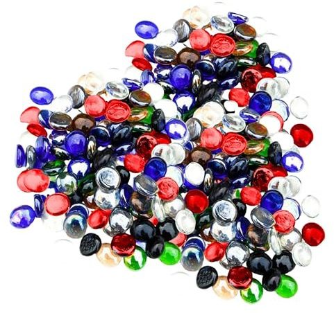ARSUK Glass Pebbles Mixed Colours – 170-180PCS Decorative Glass Stones 955g, 17-20mm Flat Marbles for Vase Filler, Aquarium Gravel, Crafts, Wedding Table Scatter, Home & Garden Decoration