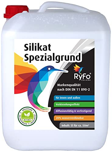 RyFo Colors Silikat Spezialgrund 5l (Größe wählbar) - Grundierung in Profiqualität, Silikat-Tiefengrund für innen und außen, Fixativ, gebrauchsfertig, diffusionsfähig, verdünnbar