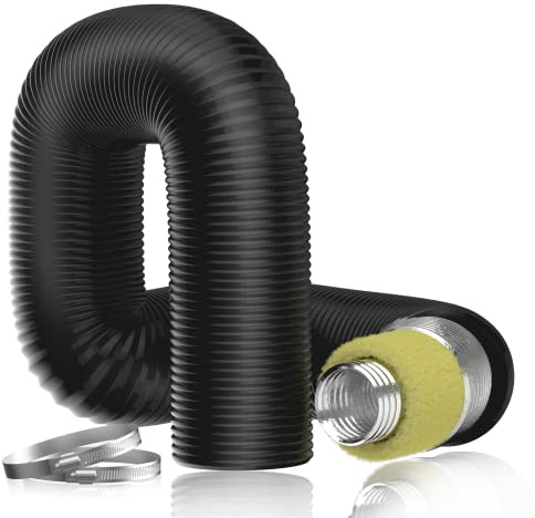 Hon&Guan 4 Inch Insulated Flexible Duct - 4 FT Noise Reducer Heavy-Duty Four Layer Protection Hose, Insulated Duct for Exhaust Fan Insulation, Heating & Cooling Ventilation, Black