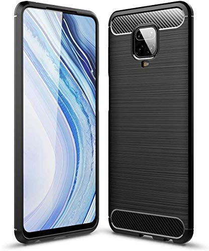 Max Power Digital Funda para móvil Xiaomi Redmi Note 9 Pro Carcasa Protectora Antigolpes Silicona Negra Diseño Fibra de Carbono Resistente Absorción de Choque [Compatible Carga Inalámbrica]