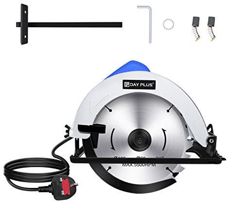 Scie Circulaire Electrique, 900W Mini Scie Circulaire Filaire, Profondeur de Coupe max. 55mm (90°), 38mm (45°) Coupe en Biseau: 45°, Lame 180mm, Pour la Coupe de Plastique Métal Bois