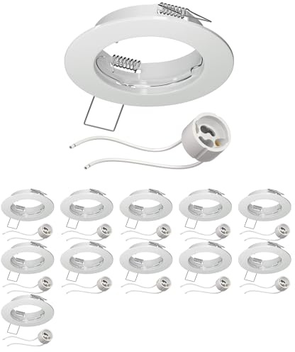 ledscom.de 12x infälld takram FERE, rund, vit blank (GU10/MR16/GU5,3/50mm) inkl. GU10-uttag