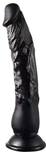 Realistic Dildos Feels Like Skin, Clear Dildo with Suction Cup for Hands-Free Play, Body-Safe Material and Adult Sex Toys for Women (9 in*1.5 in Black)