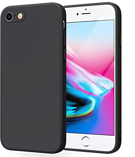 Wanme Fodral för iPhone SE 3/2 (modell 2022/2020), iPhone 8/7-fodral, ultratunt mjukt flytande silikonfodral, helt skyddande telefonfodral för iPhone 8/7/SE (svart)