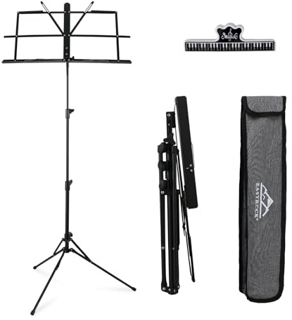 EASTROCK Atril para Partitura Plegable Portátil Musica Metalico Soporte de Ajustables con Bolsa de Transporte