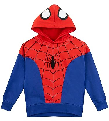 Marvel Felpa per Bambini| Felpa con Cappuccio Spiderman | Maglione per Ragazzi | Rosso 5-6 Anni