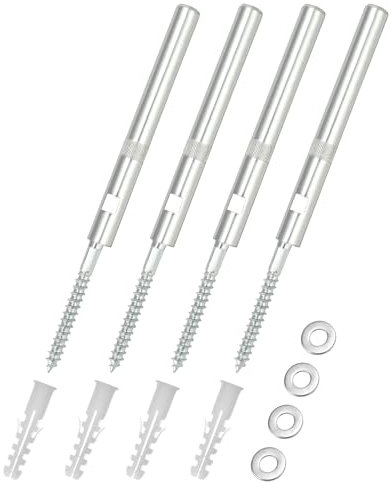 QWORK® 4er-Set Unsichtbar Wandregal Halterung Ø12x120mm, Schwebende Regalhalterung aus Stahl - Tragfähigkeit 20kg - Inklusive Unterlegscheiben und Dübel