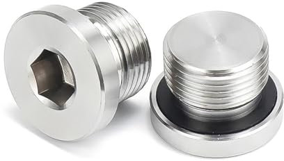 CGEAMDY 2 Pieces Oxygen Blanking Plug Sensor, Remove Socket Sensor Blanking Plug, Hex Bolt Bung O2 Blanking Plug, Oxygen Sensor Remove Socket Hex Bolt Bung Plugs, For Motorcycles, Cars(M18)