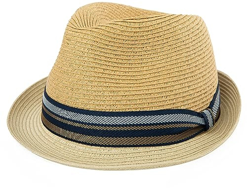 Comhats Summer Straw Trilby Fedora Panama Hat for Men Beach Holiday | UVCoolix™ UPF 50+, Fits 58-62cm, Cool-Touch Sweatband, Instant Cooling, Foldable, Packable, Ventilated, Lightweight