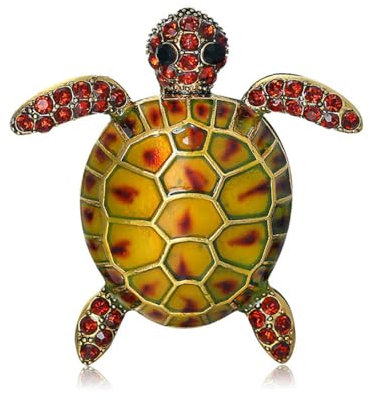 Danshinbow Broche en forme de tortue de mer en cristal pour robe de fête avec strass - Accessoires élégants pour femmes et filles, Métal