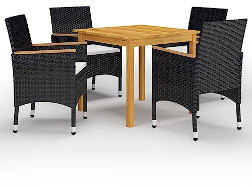 KTHLBRH Juego de muebles de jardín para terraza, muebles de balcón, 5 piezas, color negro