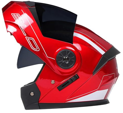 Casque Moto Adulte Homme Et Femme Flip Up Casque Moto Modulable Homologué ECE avec Double Visière Casque Scooter pour Locomotive Casque Integral Modulable F2,L=59-60CM
