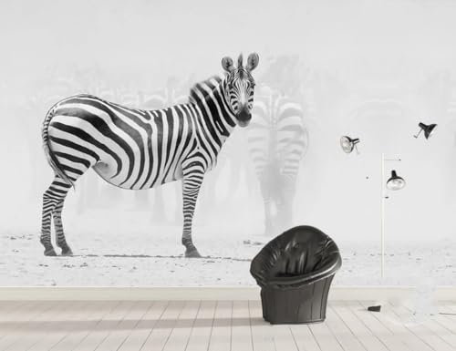 CLVIUJLBKLKSDD Fotomurales Tapiz Fotográfico 3D Fondo Pintado A Mano De Cebra Con Motivos Animales 300x210cm Papel Pintado Decoración de la pared del Dormitorio de la Sala de Estar Moderna