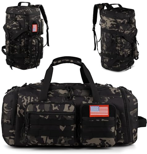 Tactical Gym Bag for Men,70L Large 3-in-1 Sports Duffle Bag for Travel Gym
