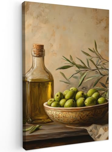MuchoWow© Impression sur Toile Peinture 20x30 cm Tableau Mural Decoration Salon Reproductions de Tableaux Murale Moderne Olives - Nature morte - Vintage