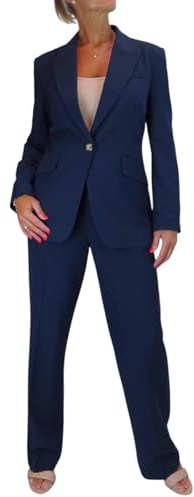Paulo Due Women's 2 Piece Trouser Suit Fully Lined Blazer Navy Blue (10)