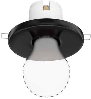 ledscom.de Plafonnier encastré TELA, porcelaine, noir brillant, rond, 99mm Ø, 1x E27 max. 60W