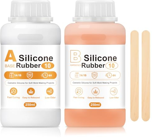 SHOPPGO Silicona para Moldes, Silicona Moldes 1:1, Silicona líquida para Moldes, Silicona Alimentaria para Hacer Moldes, Moldes de Resina DIY, Fundición, Manualidades, Shore A 10, 500g