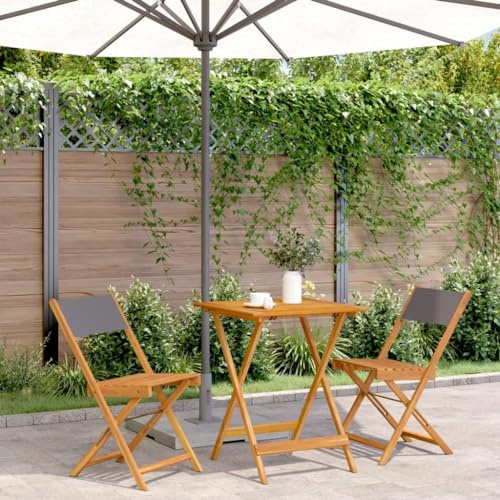 Genérico Juego de Bistro de 3 Piezas Tela y Madera Maciza Antracita,Mobiliario,Muebles de jardín,Conjuntos de jardín,3281761