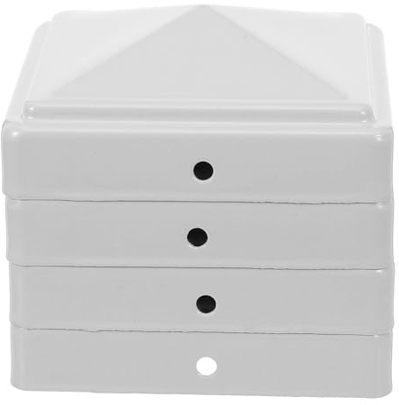 SILENRADAWN Tappi Decorativi Copertura Quadrata e Appuntita 4 Pezzi in Ferro Bianco per Recinzione Resistente All'acqua e Facile da Installare per Teste di Pali per Giardini e Parchi