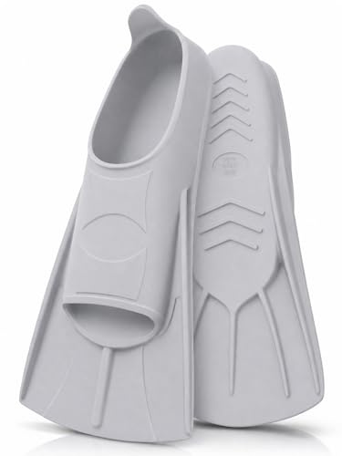 Palmes courtes en silicone, palmes d'entraînement unisexes pour la natation, les eaux libres, la plongée avec tuba, pour adultes, enfants, débutants
