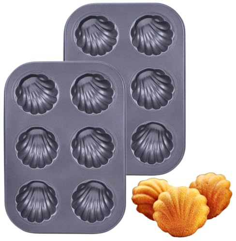 DBAILY 2 bandejas para magdalenas de acero al carbono para 6 magdalenas, molde antiadherente, adecuado para hornear magdalenas, cupcakes, pasteles y pudines, bandeja para magdalenas resistente