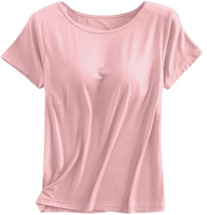 Générique 2027-Débardeur Féminin avec Coussin De Poitrine Soutien-Gorge Intégré Haut À Manches Courtes Confortable sans Bretelles (M)