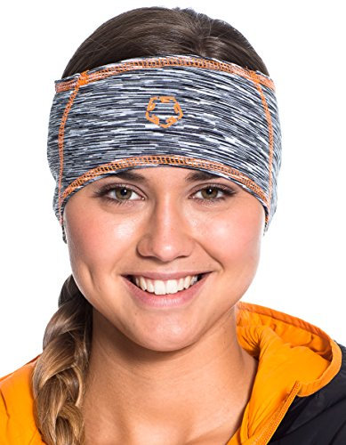 Gregster Damen und Herren Stirnband Unisex Sportstirnband zum Laufen atmungsaktiv Funktionsstirnband, grey melange/orange, Einheitsgrösse