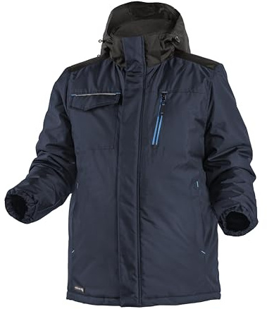 Högert Technik Giacca da Lavoro Invernale Ren, Calda per Esterni, Impermeabile, Riflettente, con Cappuccio, Blu Navy, L, Antivento, Ideale per edilizia e Artigianato, Blu, L