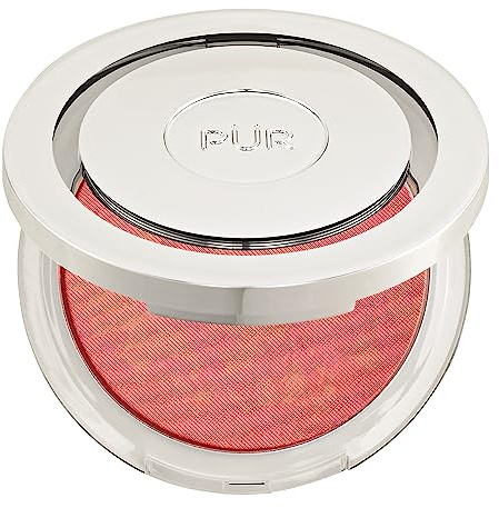 PÜR MINERALS Blushing Act Skin Perfecting Powder in Pretty in Peach, Satin Matte Finish, Buildable Coverage, Cruelty Free, 0.28 Oz