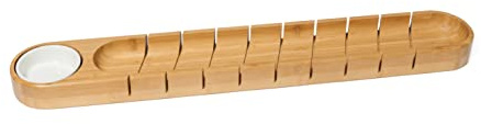 Lipper International 8251 Bamboo Wood French Bread Board with Ceramic Dip Bowl, 25 5/8 x 4 x 1 1/2