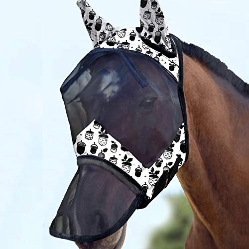 Harrison Howard CareMaster Caballo Máscara antimoscas Nariz Larga con Orejas, protección UV para Caball-Pin Conos (L)