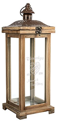 Personalisierte Landhaus Laterne aus Holz | XL Holzlaterne 42 cm groß | Rubinhochzeit Geschenke Personalisiert | Geschenkidee für die Eltern 40. Hochzeitstag | Gartendeko, Gartenlaterne