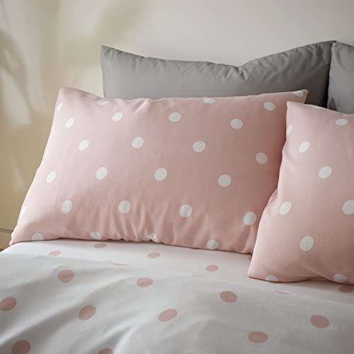 Catherine Lansfield Brushed Spot Standard Pillowcase Pair Pink