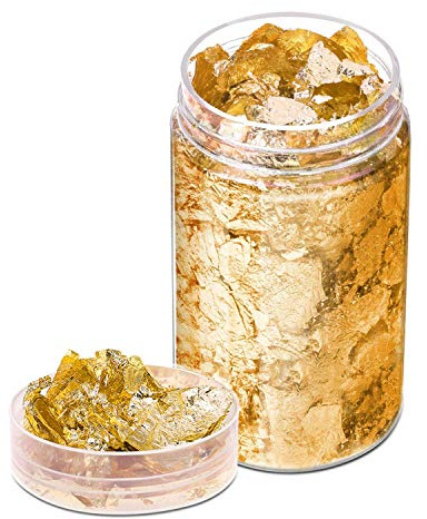IOSPKKIO® 3 unidades de 30 ml de hoja de oro, se pueden decorar, decoración multifuncional, tartas, bricolaje, cocina, mousse, para reuniones de amigos, pastel de boda, copos de hojas de oro (dorado)